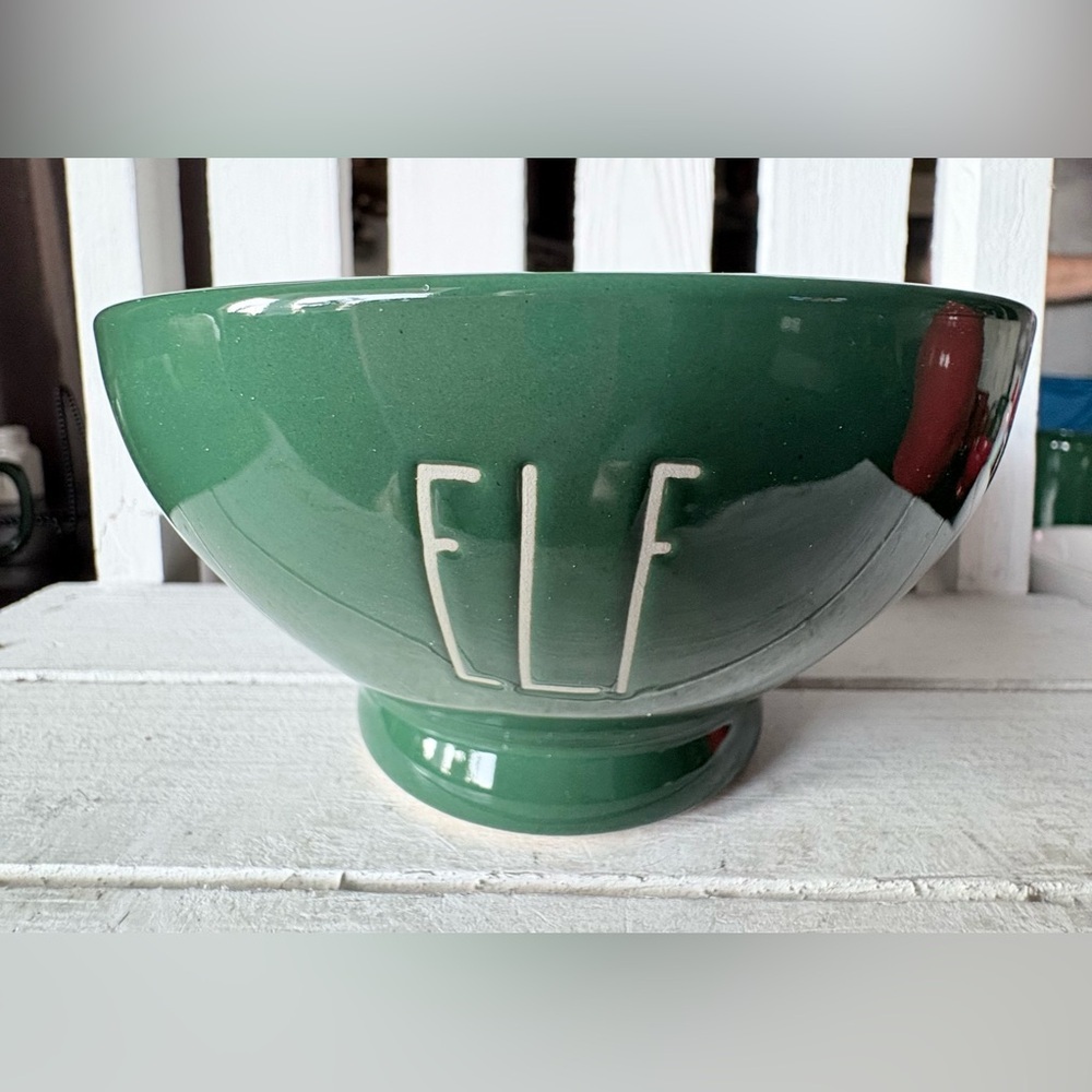 Rae Dunn Green ELF Ceramic Bowl